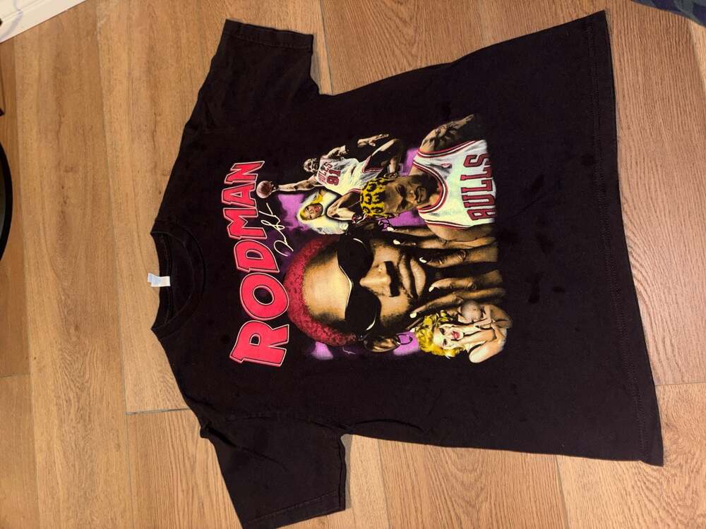 Vintage Style Dennis Rodman Chicago Bulls Graphic Rap Tee